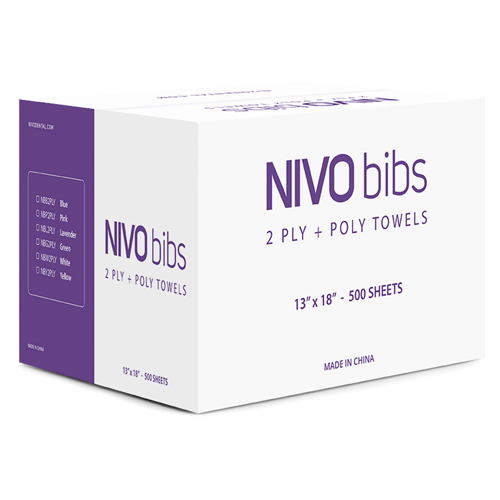 Nivo Bibs White 13" x 18" 2-Ply Paper/1-Ply Poly, Nivo Bibs White 13" x 18" 2-Ply Paper/1-Ply Poly,