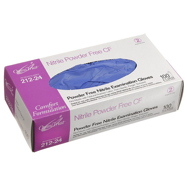 OmniTrust Nitrile Exam Gloves XLarge 100/Box. Powder Free