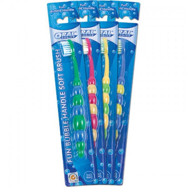 Oral Choice Child Toothbrushes with Fun Bubble Handle 72/Pk. Bright