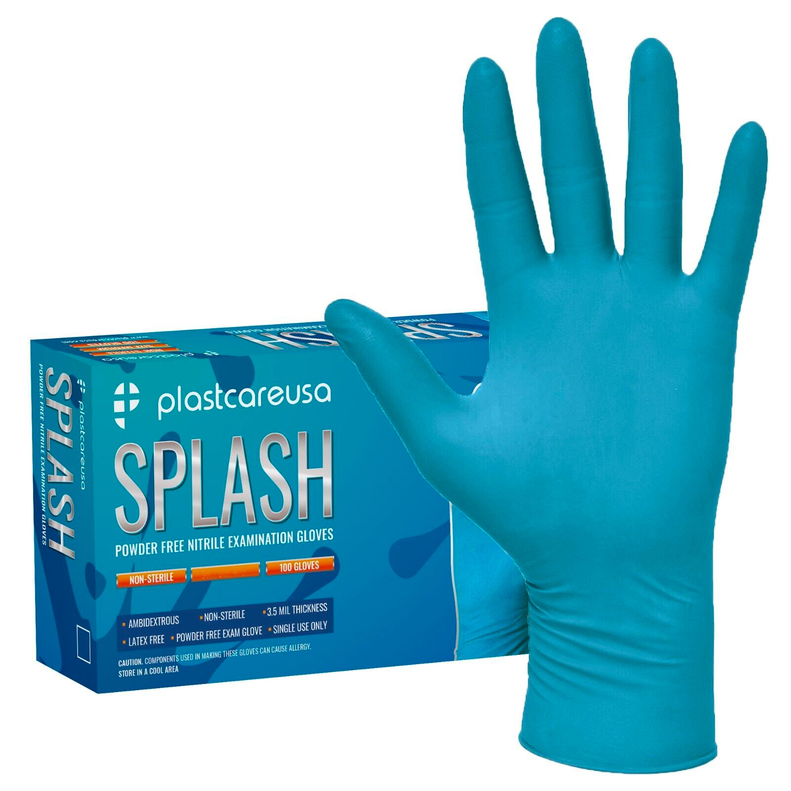 plastcareusa Splash Nitrile Examination Gloves Blue EXTRA SMALL