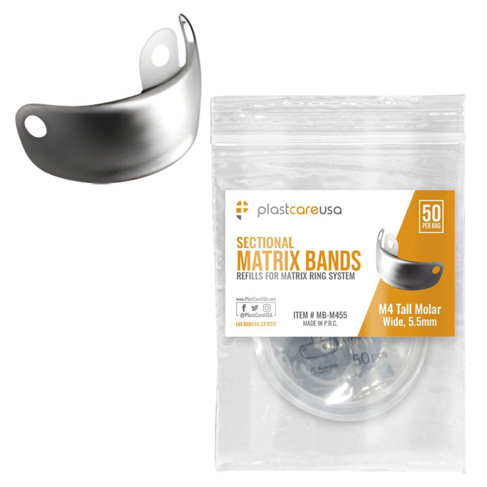 plastcareusa M4 Tall Molar Metal Sectional Matrix Band, Wide 5.5mm