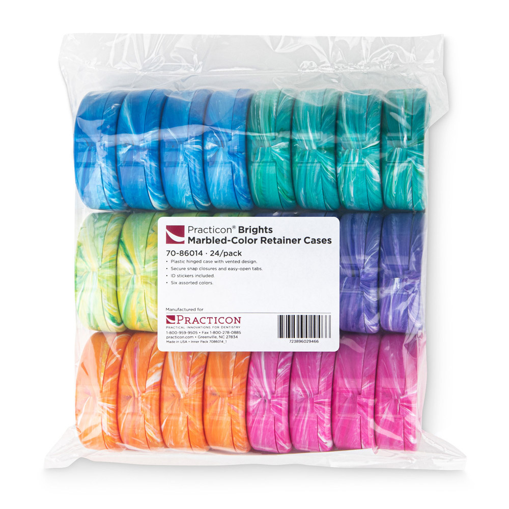 Practicon Brights Assorted Marbled-Color Retainer Cases, 24/Pk | Net32