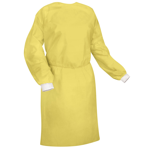 Practicon PP Isolation Gowns, Yellow with Elastic Cuffs and Back Tie