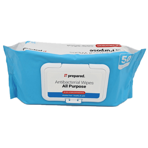 prepared. Disinfecting Antibacterial Surface and Hand Wipes 50/Pk. Kills 99 Net32