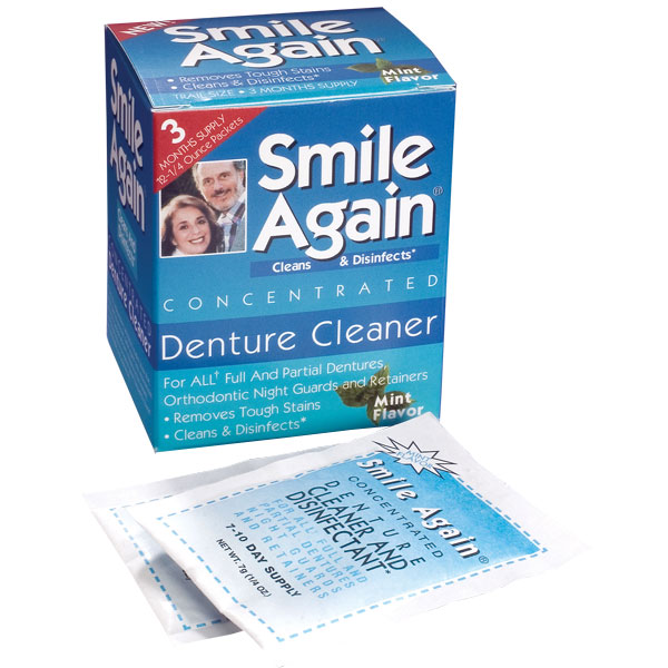 Smile Again Denture Cleaner 22 Box 2 Boxes Pack 44 Foil Packets Total Dental Supplies