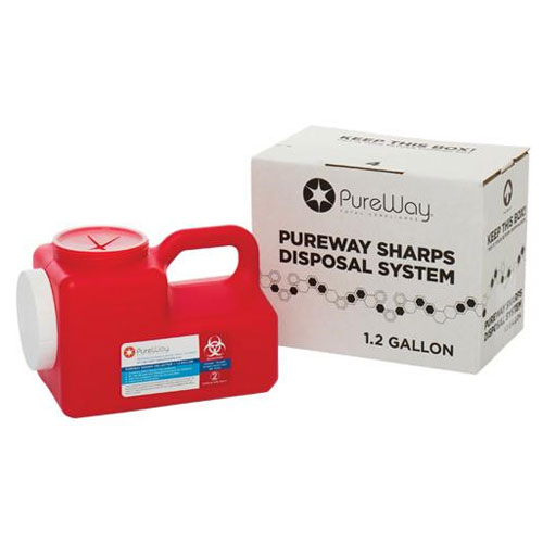 PureWay Sharps Disposal System Single. 1.2 gallon container, shipping