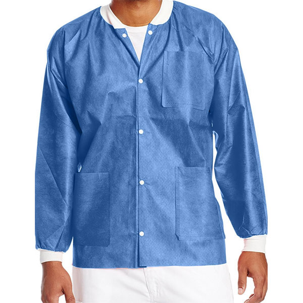 RMH3 Dental Lab Jackets Blue Medium, 10/Pk. Hip length, nonsterile