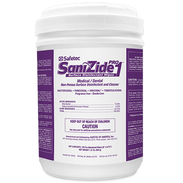SaniZide Pro 1 Disinfecting Wipes, 6" x 6.75", 15 SaniZide Pro 1 Disinfecting Wipes, 6" x 6.75", 15