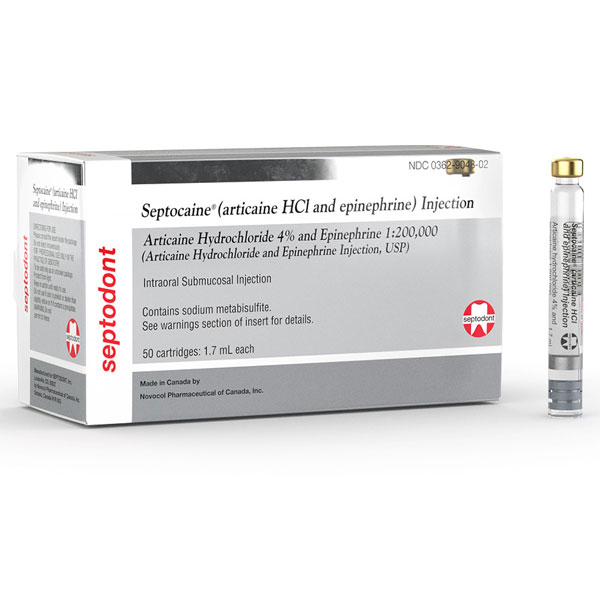 Septocaine Articaine HCl 4% with Epinephrine 1:20 Septocaine Articaine HCl 4% with Epinephrine 1:20