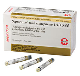 Septocaine Articaine 4% with Epinephrine 1:100,00 Septocaine Articaine 4% with Epinephrine 1:100,00
