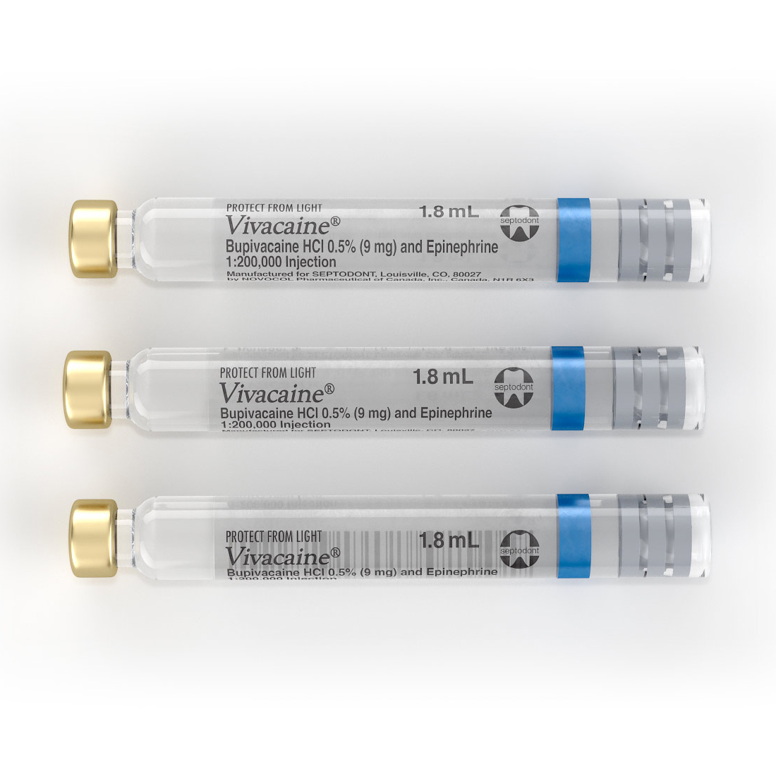 Vivacaine Bupivacaine 0.5 with Epinephrine 1200,000 Cartridges, Box
