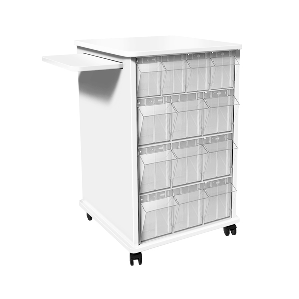 Signature Series North Carolina Dental Rolling Cart Bin Series, WHITE