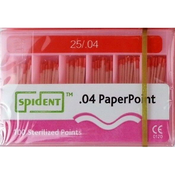 Spident Absorbent Paper Points 25, Taper size 0.04, ISO Standardized
