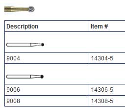 SS White FG #9008 30 blade Round finishing bur, P SS White FG #9008 30 blade Round finishing bur, P