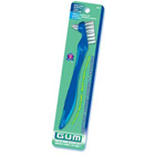 GUM Denture Brush - Flat Trim and Firm Bristles, 12/Bx. Short Handle with Lever