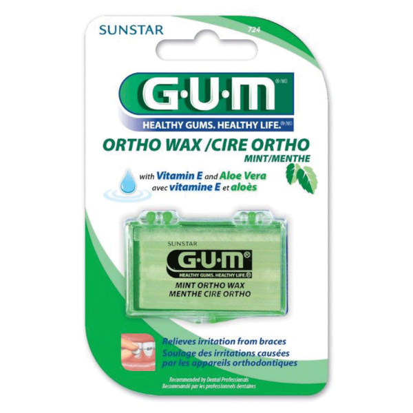 GUM Orthodontic Wax Unflavored, with Vitamin E 24/Bx. Adheres to