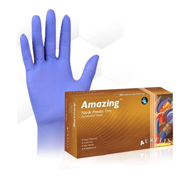 Aurelia Amazing Nitrile Gloves MEDIUM 300/Bx. PowderFree, Violet
