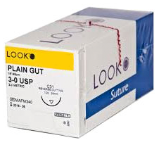Look 4/0, 18" Plain Gut absorbable suture with re Look 4/0, 18" Plain Gut absorbable suture with re