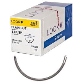 Look 3/0, 18" Plain Gut Absorbable Suture with C- Look 3/0, 18" Plain Gut Absorbable Suture with C-
