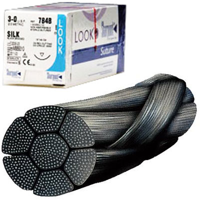 Look 3/0, 18" Silk Black Braided non-absorbable s Look 3/0, 18" Silk Black Braided non-absorbable s