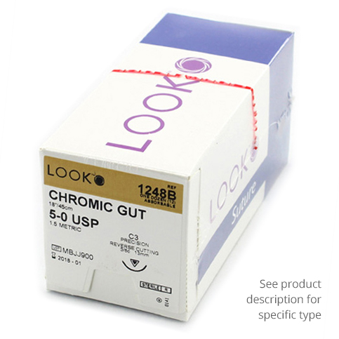 Look 4/0, 27" Chromic Gut Absorbable Suture with Look 4/0, 27" Chromic Gut Absorbable Suture with