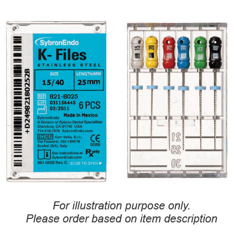 SybronEndo K-Files 25mm #15 6/Box. Stainless Stee SybronEndo K-Files 25mm #15 6/Box. Stainless Stee