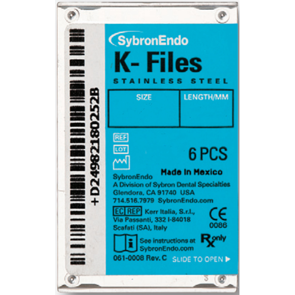 SybronEndo K-Files 25mm #20 6/Box. Stainless Stee SybronEndo K-Files 25mm #20 6/Box. Stainless Stee