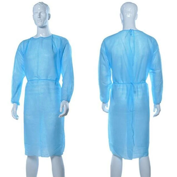 T&P Blue Disposable Isolation Gowns, Nonwoven w/Elastic Cuffs, 50/Pk Net32