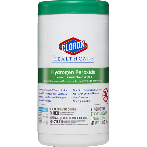Clorox HealthCare Hydrogen Peroxide Wipes 95/Can. 6.75" x 9". Non