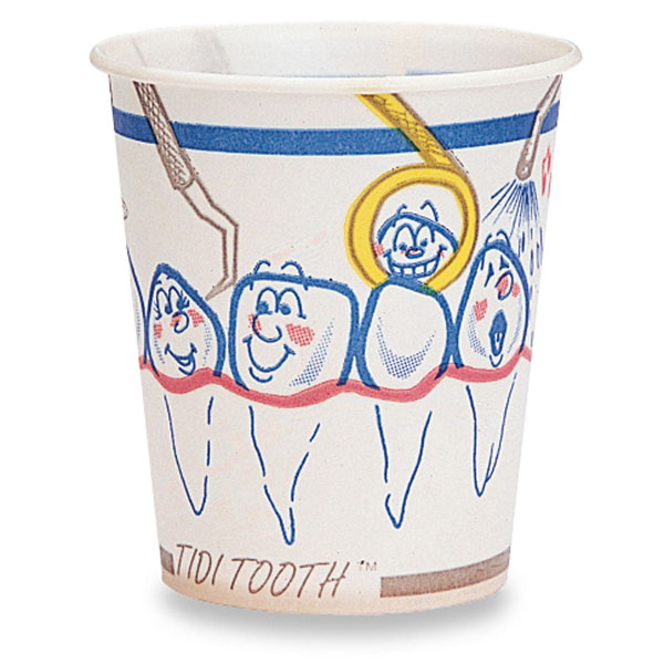 Tidi Tooth Print 5 oz. Waxed Paper Drinking Cups Tidi Tooth Print 5 oz. Waxed Paper Drinking Cups