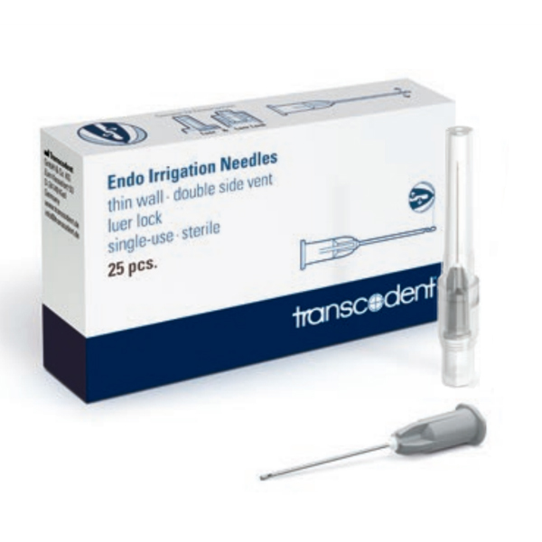 Transcodent 27 Gauge Double Vent Endo Irrigation Needles, Grey, 25/Pk