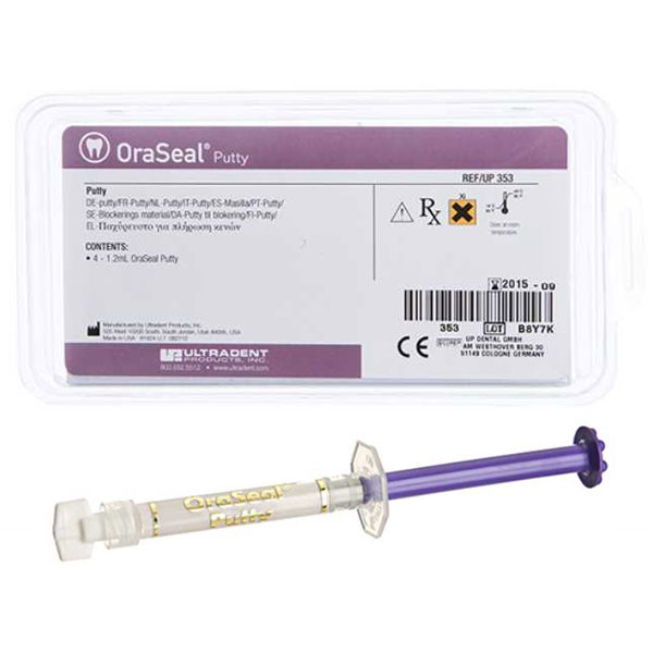 OraSeal Caulking and Putty 4 1.2 ml Putty Syringes. Effectively