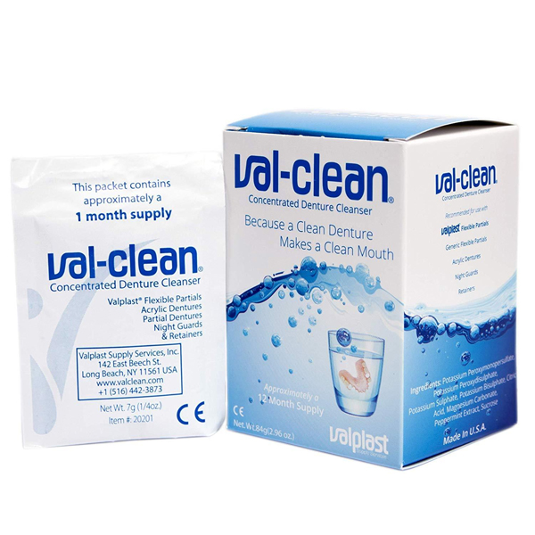 Val Clean Concentrated Denture Cleaner 12 Packets Box Safely Quickly Dental Supplies