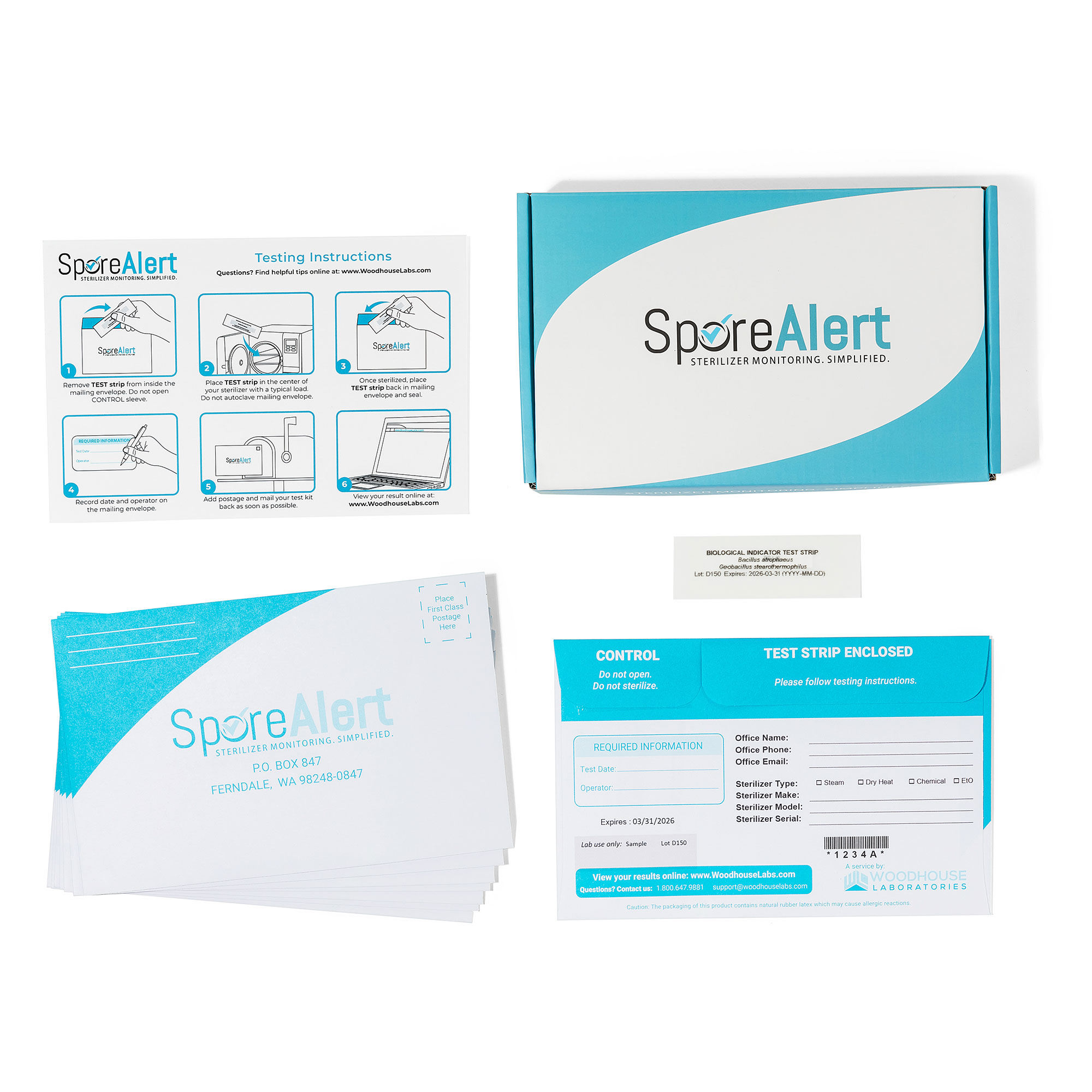 SporeAlert Weekly MailIn Sterilizer Monitoring Spore Testing Service, 52 Tests/Box Net32