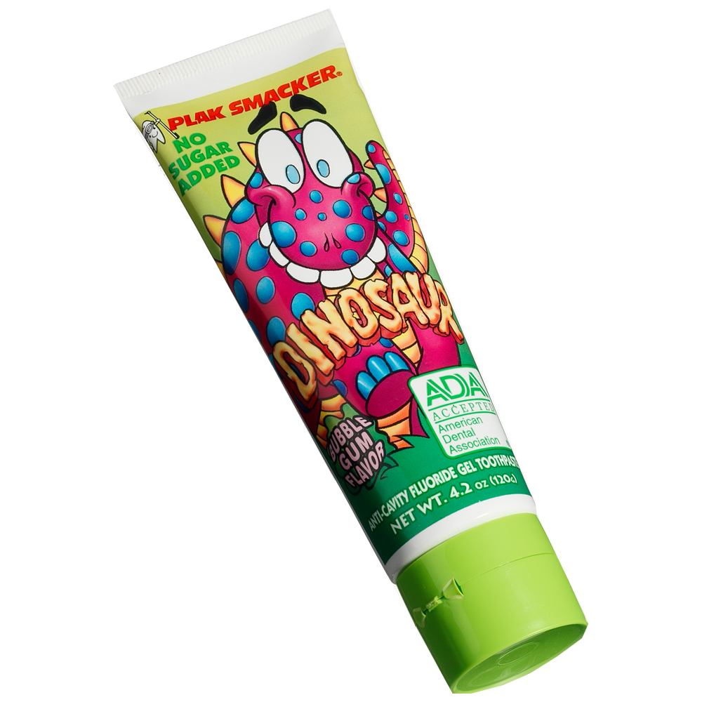 Plak Smacker Dinosaur Fluoride Gel, Bubblegum 4.2 oz. Toothpaste, 12/Pk